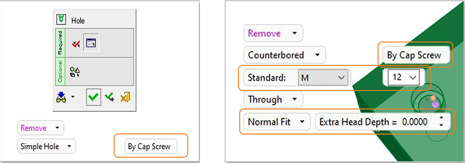 Modeling – Hole by Screw Size